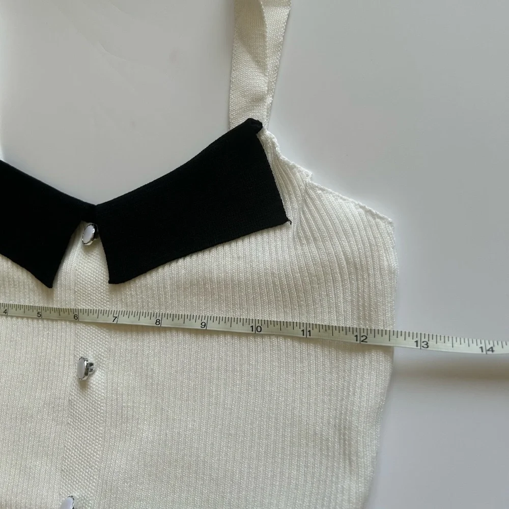 NEW French Style White Ribbed Tank Top - Picture 8 of 9